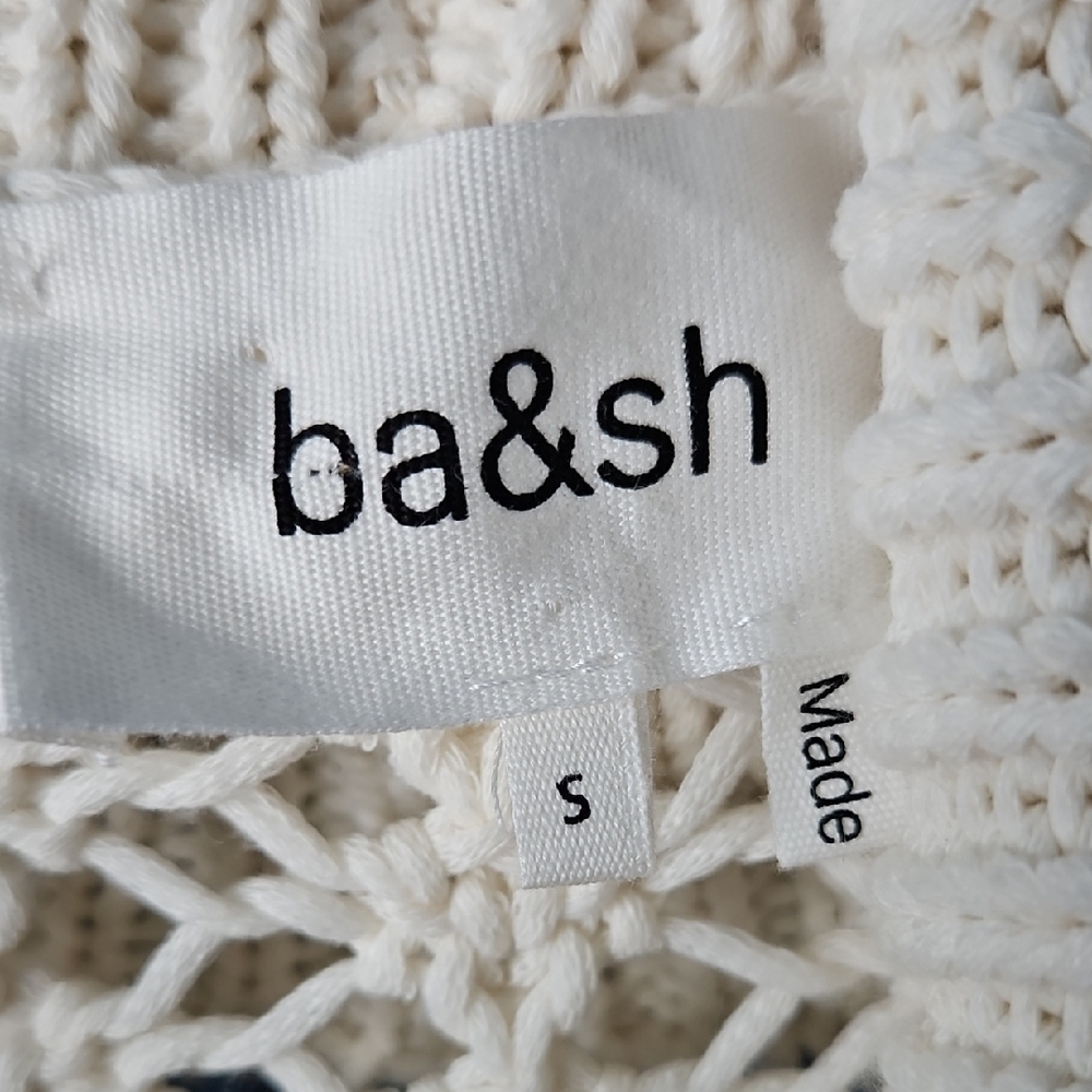 ba&sh Kyr Long Sleeve Open Front Sweater Cardigan ecru/off white Women’s Small - Picture 5 of 13